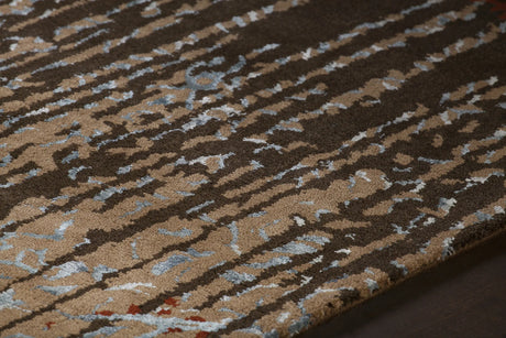 Chandra Rupec RUP-39624 Brown and Blue rug, side detail view