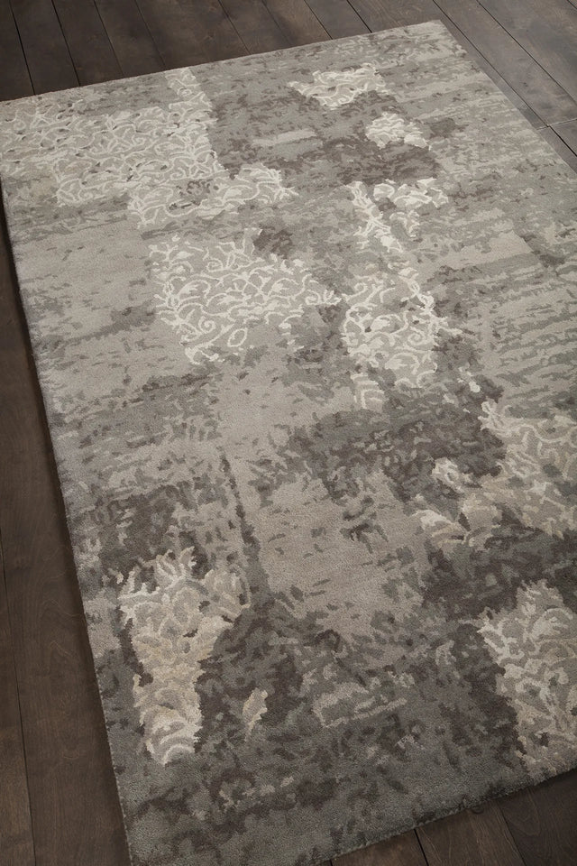 Chandra Rupec RUP-39625 Taupe and Brown and Beige rug, angled side view