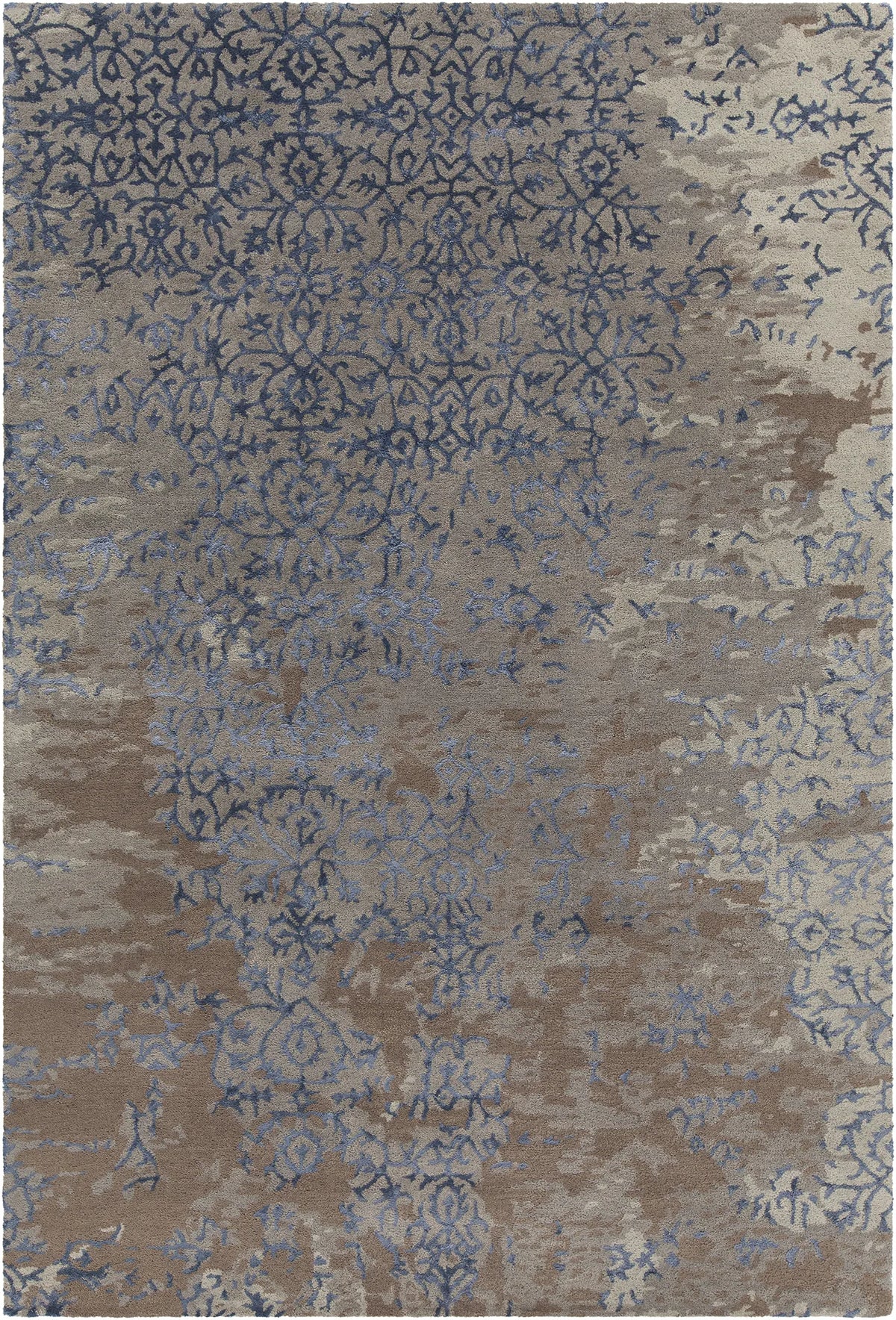 Chandra Rupec RUP-39626 Grey and Blue and Brown rug, flat view