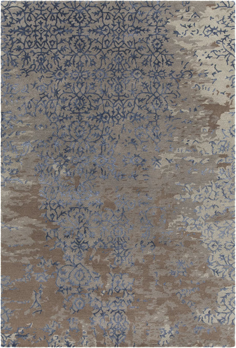 Chandra Rupec RUP-39626 Grey and Blue and Brown rug, flat view