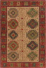 Chandra Ryleigh RYL-46900 Red and Green and Natural rug, flat view