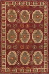 Chandra Ryleigh RYL-46901 Red and Green and Natural rug, flat view