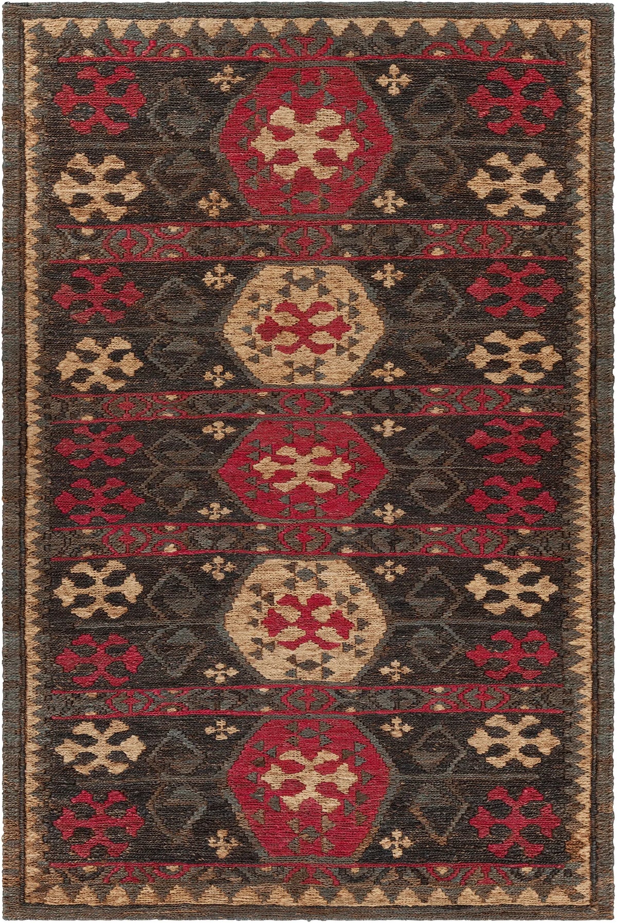 Chandra Ryleigh RYL-46903 Grey and Red and Natural rug, flat view