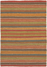 Chandra Saket SAK-3705 Brown and Red and Orange and Blue and Green rug, flat view
