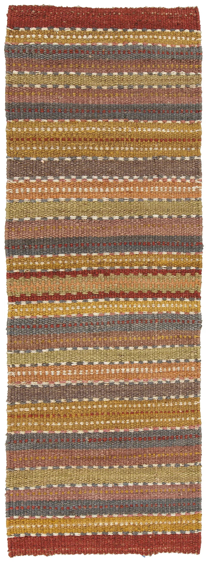 Chandra Saket SAK-3705 Brown and Red and Orange and Blue and Green runner rug, flat view