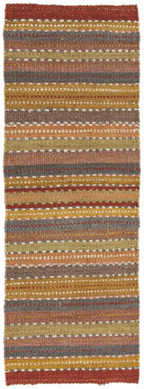 Chandra Saket SAK-3705 Brown and Red and Orange and Blue and Green runner rug, flat view