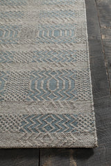 Chandra Salona SAL-34500 Blue and Natural rug, corner detail