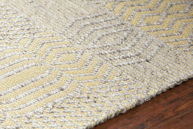 Chandra Salona SAL-34502 Yellow and Natural rug, side detail view