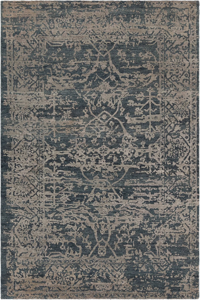 Chandra Sasha SAS-47002 Navy Blue and Silver rug, flat view