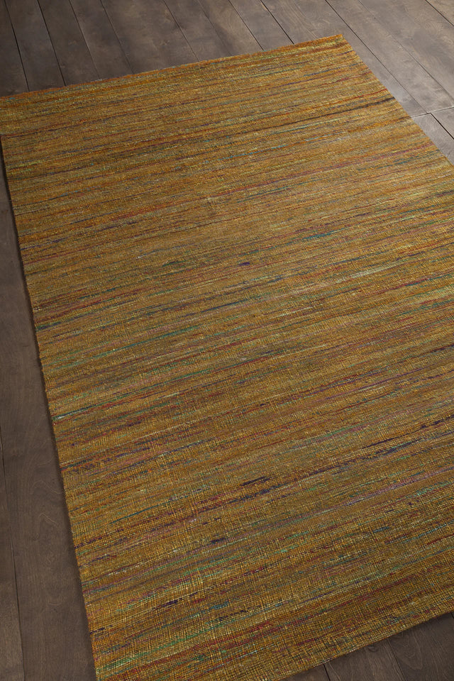 Chandra Shenaz SHE-31202 Yellow rug, angled side view