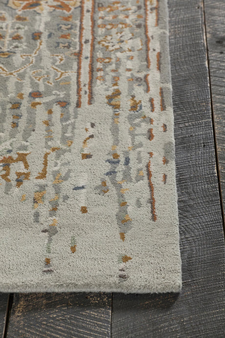 Chandra Spring SPR-29100 Grey and Taupe and Brown and Yellow and Black rug, corner detail