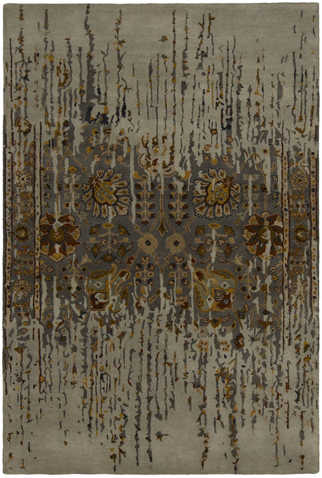 Chandra Spring SPR-29100 Grey and Taupe and Brown and Yellow and Black rug, flat view