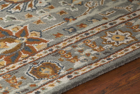 Chandra Spring SPR-29100 Grey and Taupe and Brown and Yellow and Black rug, side detail view
