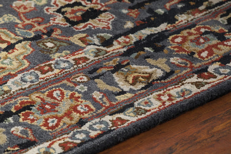 Chandra Spring SPR-29101 Black and Gold and Burgundy and Taupe and Brown and Grey rug, side detail view