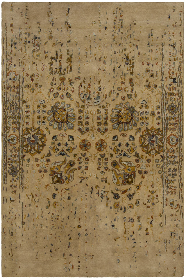 Chandra Spring SPR-29102 Tan and Gold and Grey and Burgundy and Black rug, flat view