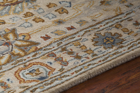 Chandra Spring SPR-29102 Tan and Gold and Grey and Burgundy and Black rug, side detail view