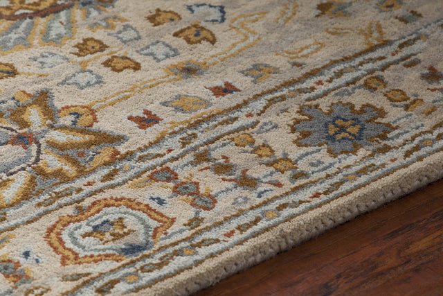 Chandra Spring SPR-29102 Tan and Gold and Grey and Burgundy and Black rug, side detail view