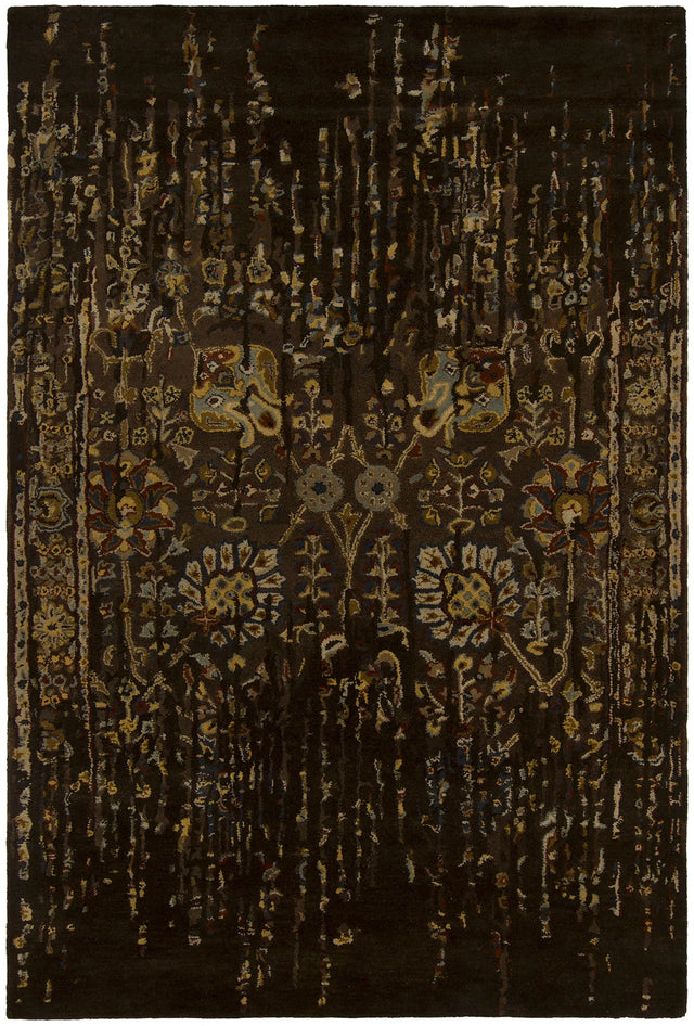 Chandra Spring SPR-29103 Black and Brown and Gold and Grey and Burgundy rug, flat view