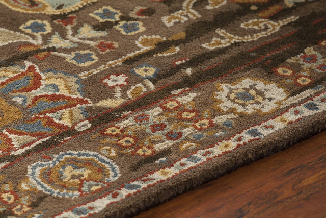 Chandra Spring SPR-29103 Black and Brown and Gold and Grey and Burgundy rug, side detail view