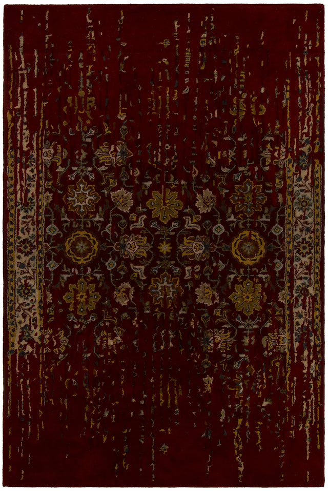 Chandra Spring SPR-29104 Maroon and Gold and Tan and Black and Grey rug, flat view