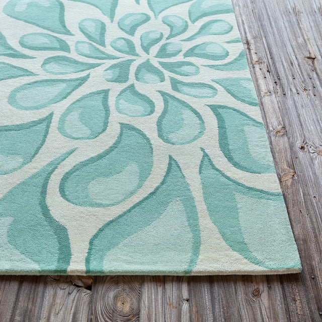 Chandra Stella STE-52009 Beige and Light Aqua rug, corner detail