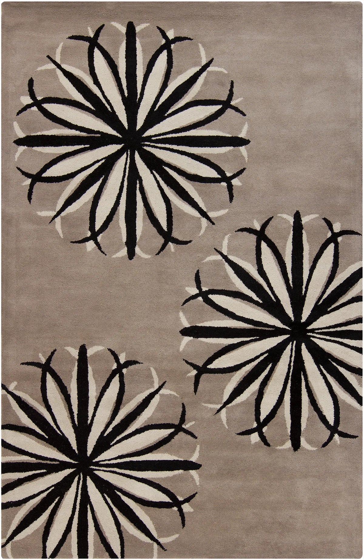 Chandra Stella STE-52048 Taupe and Black and Ivory rug, flat view