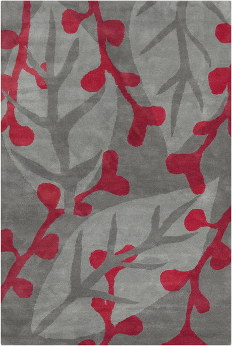 Chandra Stella STE-52086 Grey and Red rug, flat view