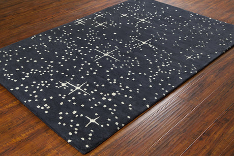 Chandra Stella STE-52115 Black and Ivory rug, styled detail view