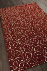 Chandra Stella STE-52135 Red and White rug, angled side view