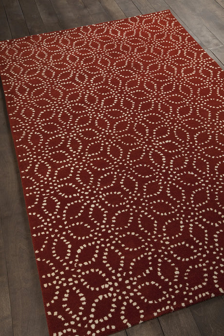 Chandra Stella STE-52135 Red and White rug, angled side view
