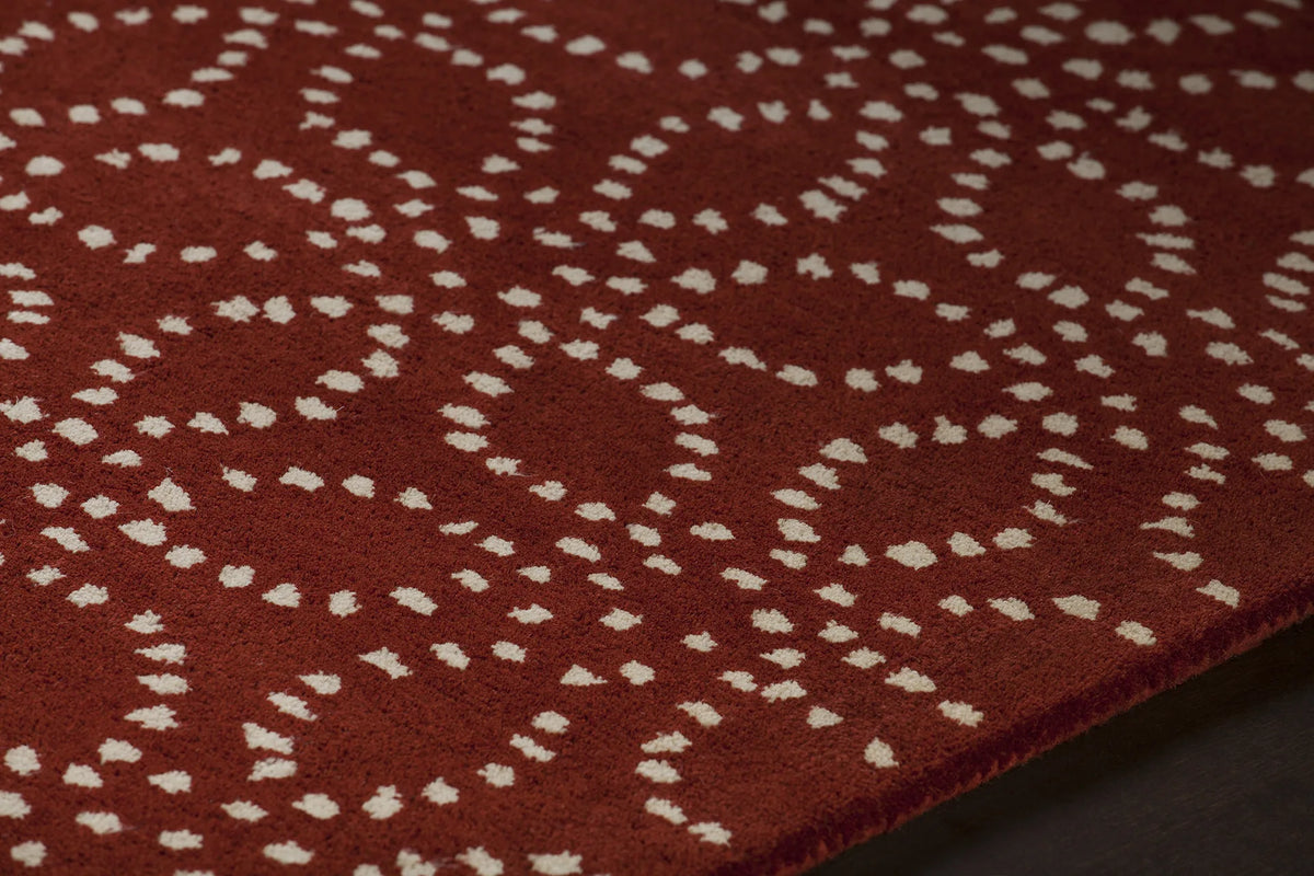 Chandra Stella STE-52135 Red and White rug, side detail view