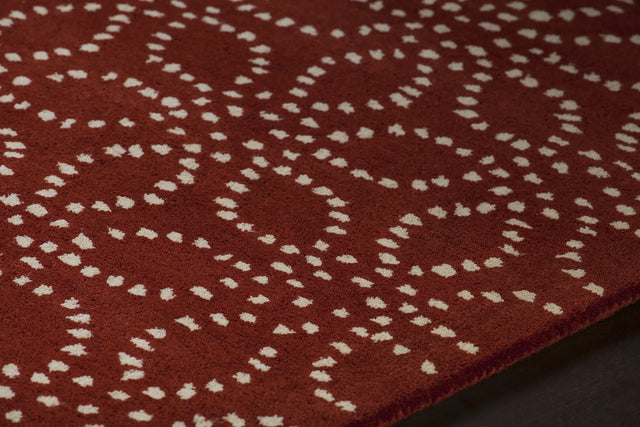 Chandra Stella STE-52135 Red and White rug, side detail view