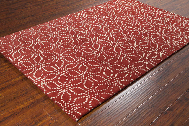 Chandra Stella STE-52135 Red and White rug, styled detail view