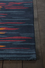 Chandra Stella STE-52166 Blue and Grey and Red and Orange rug, corner detail