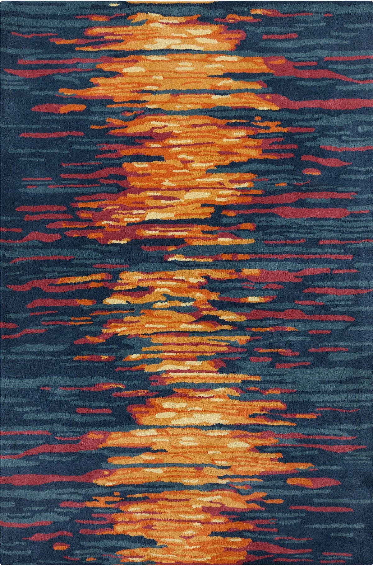 Chandra Stella STE-52166 Blue and Grey and Red and Orange rug, flat view
