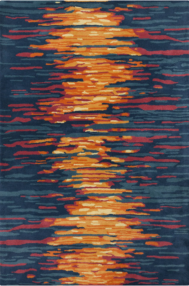 Chandra Stella STE-52166 Blue and Grey and Red and Orange rug, flat view