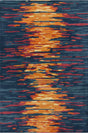 Chandra Stella STE-52166 Blue and Grey and Red and Orange rug, flat view