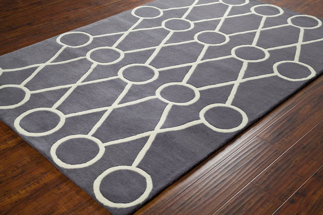Chandra Stella STE-52179 Dark Grey and Cream rug, styled detail view