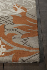 Chandra Stella STE-52207 Tan and Cream and Brown and Orange and Blue rug, corner detail