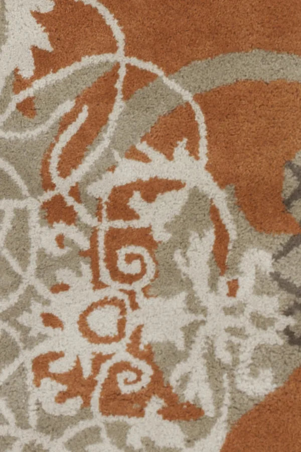 Chandra Stella STE-52207 Tan and Cream and Brown and Orange and Blue rug, texture close-up