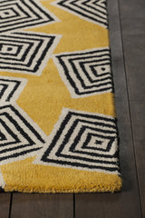 Chandra Stella STE-52215 Yellow and Cream and Black rug, corner detail