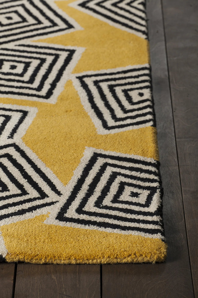 Chandra Stella STE-52215 Yellow and Cream and Black rug, corner detail