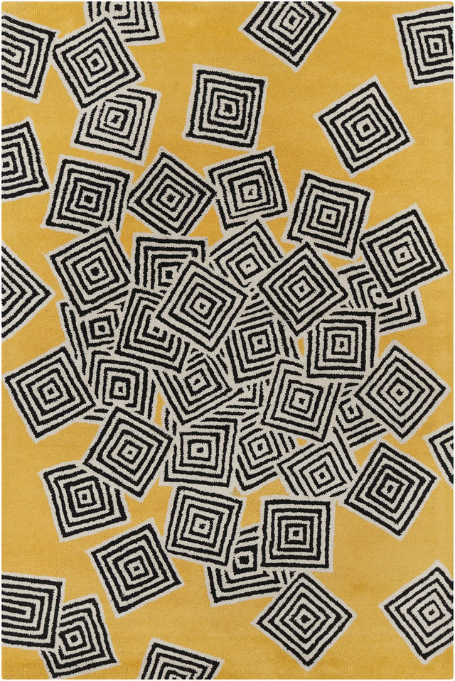 Chandra Stella STE-52215 Yellow and Cream and Black rug, flat view