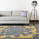 Chandra Stella STE-52215 Yellow and Cream and Black rug, shown in a room setting