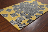 Chandra Stella STE-52215 Yellow and Cream and Black rug, styled detail view