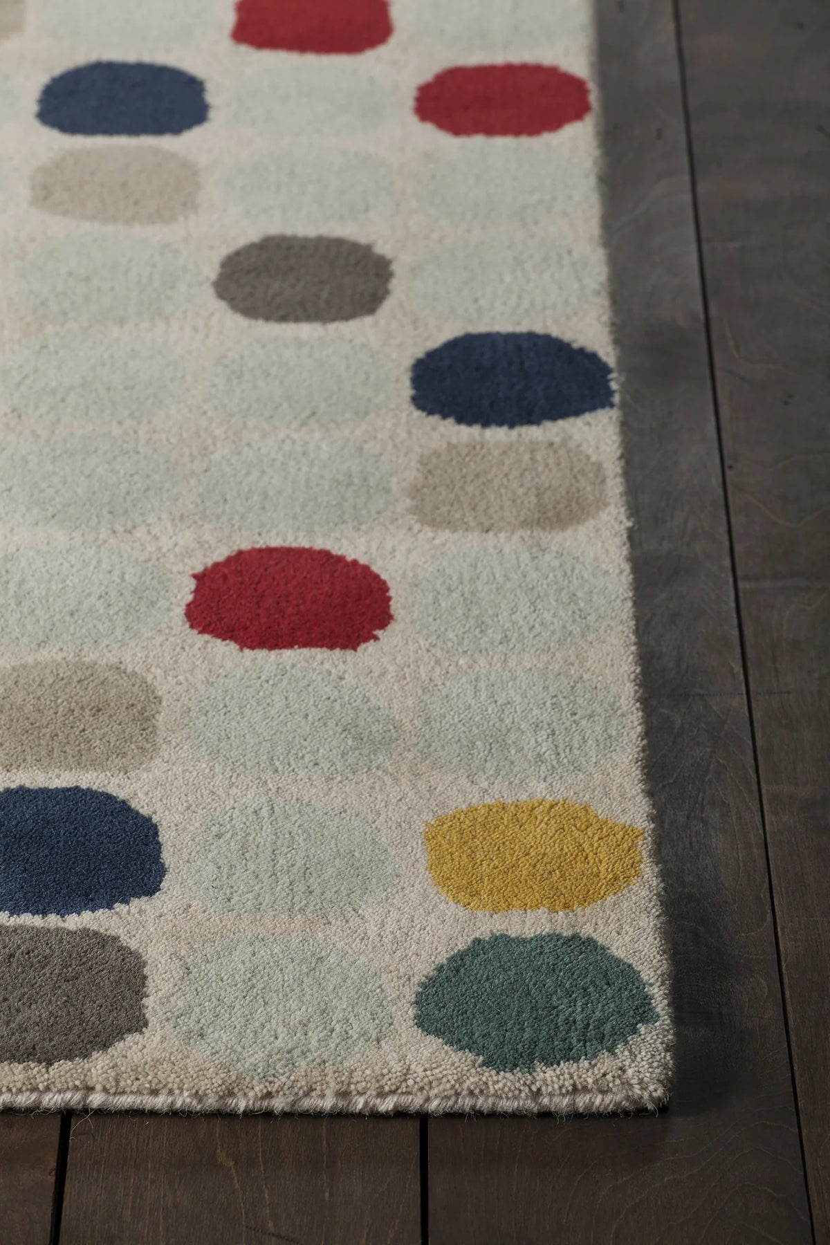 Chandra Stella STE-52219 Cream and Beige and Red and Yellow and Blue rug, corner detail
