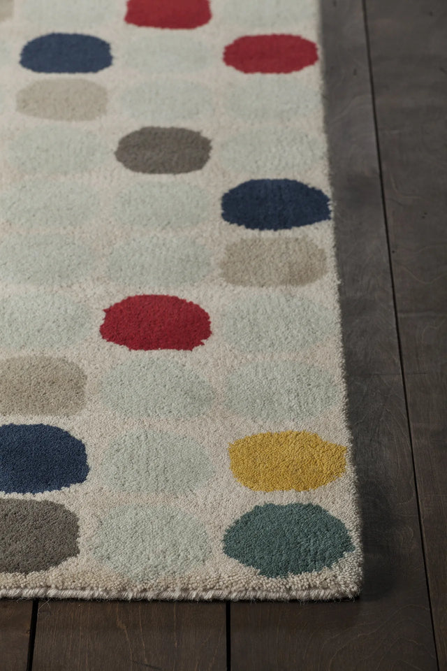 Chandra Stella STE-52219 Cream and Beige and Red and Yellow and Blue rug, corner detail