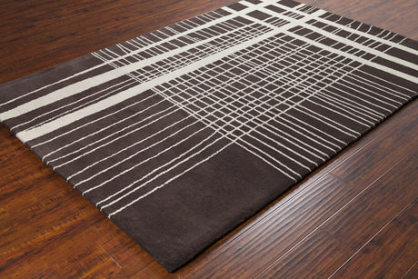 Chandra Stella STE-52220 Brown and Cream rug, styled detail view