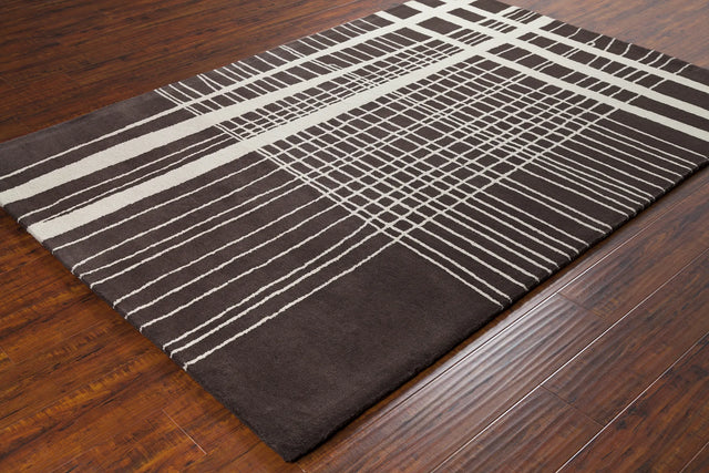 Chandra Stella STE-52220 Brown and Cream rug, styled detail view
