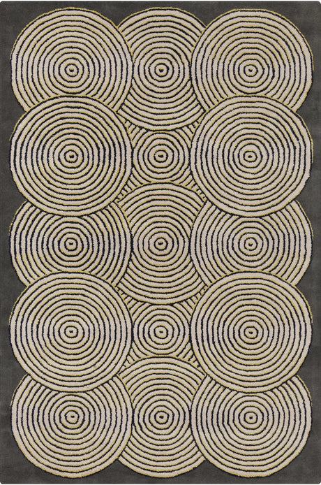 Chandra Stella STE-52239 Grey and Cream and Yellow rug, flat view